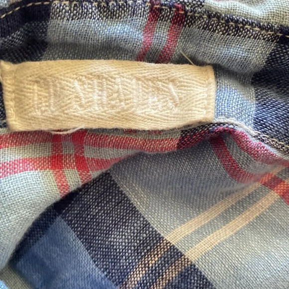 CP Shades blue sz S checkered plaid 100% linen long sleeve great pre owned cond - Picture 5 of 6